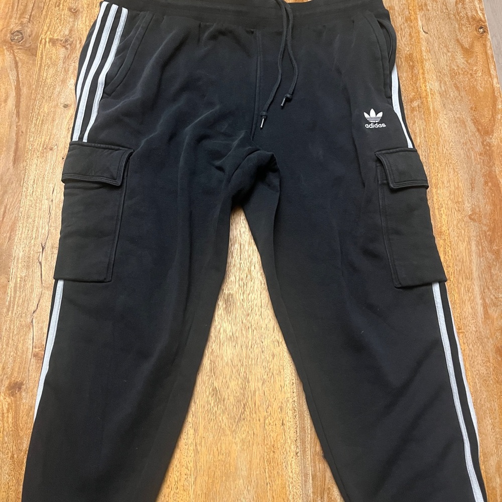 Adidas Black Joggers with White Logo